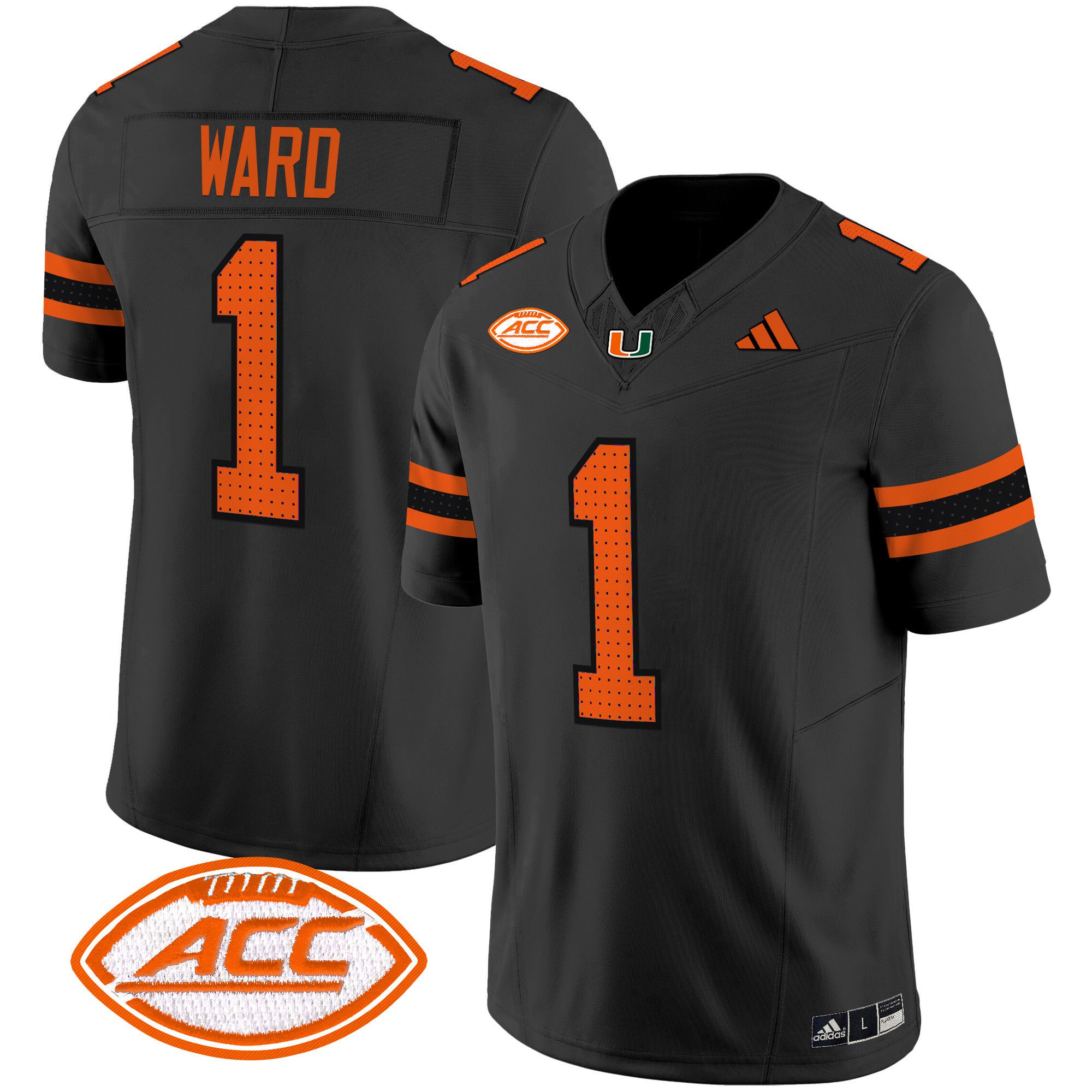 Men Miami Hurricanes #1 Ward Black 2024 Vapor Limited NCAA Jersey